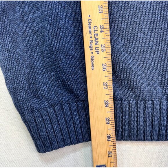 Chaps Mens Pullover Sweater Button Collar & Suede Elbow Patches XXL Blue - Picture 7 of 13